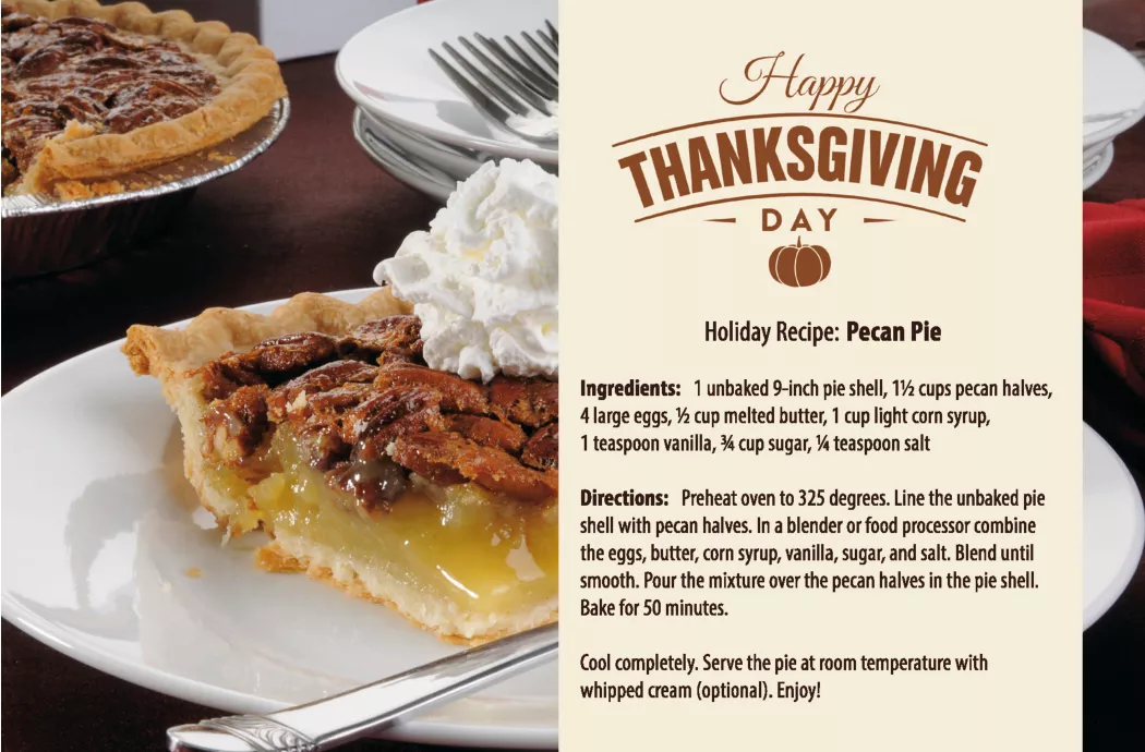 Thanksgiving Pecan Pie Recipe Postcard – First Class