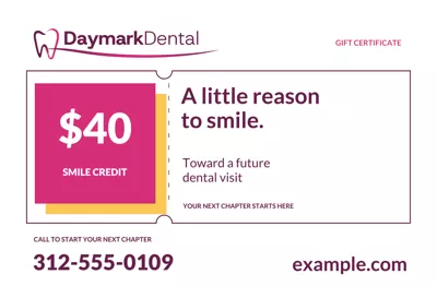 Smile Gift Certificate postcard front